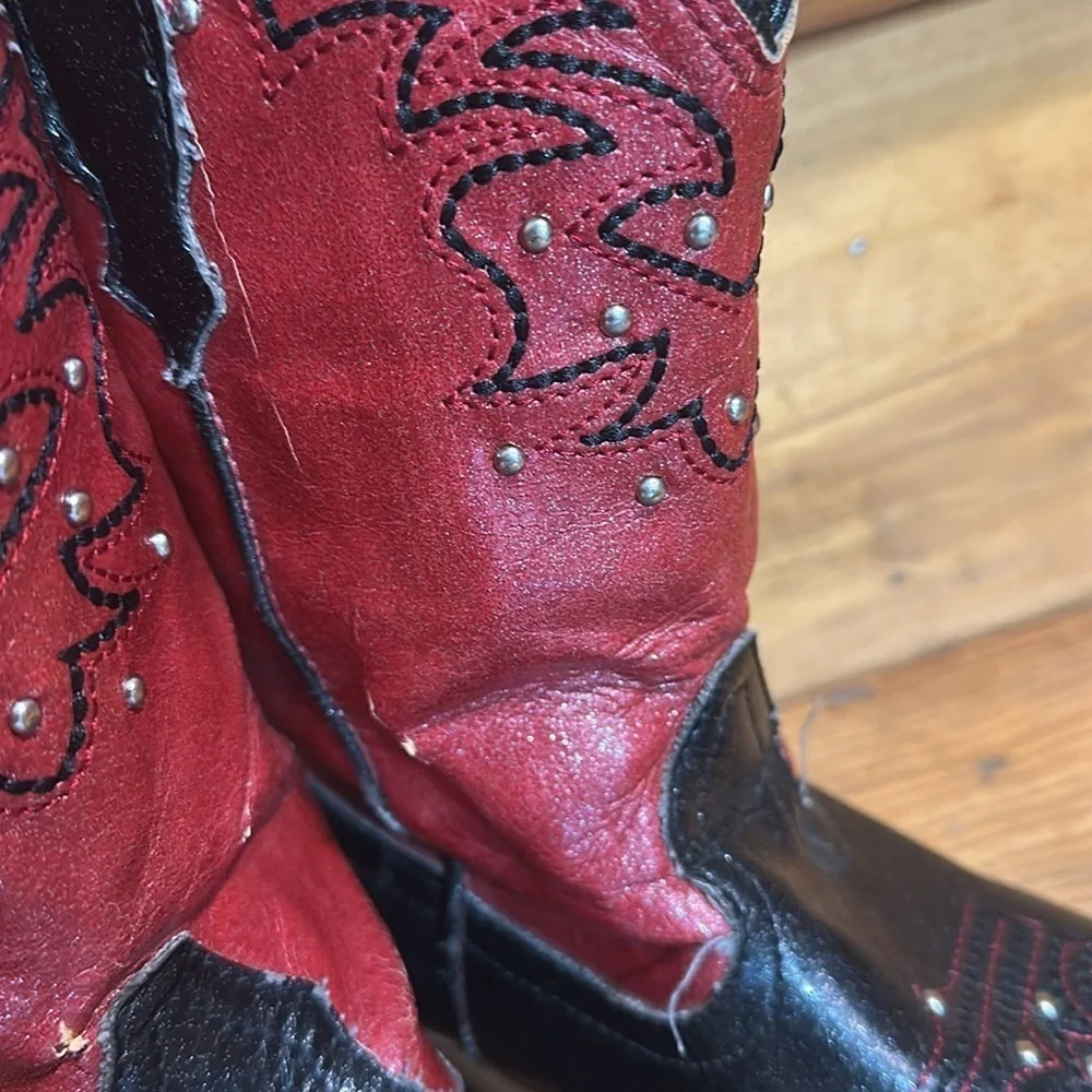 ROPER KIDS Red and Black Western Cowboy Boots